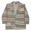 BEST Womens Beige & Brown Pattern Jacket M Cotton Blend Button Closure Casual