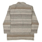 BEST Womens Beige & Brown Pattern Jacket M Cotton Blend Button Closure Casual