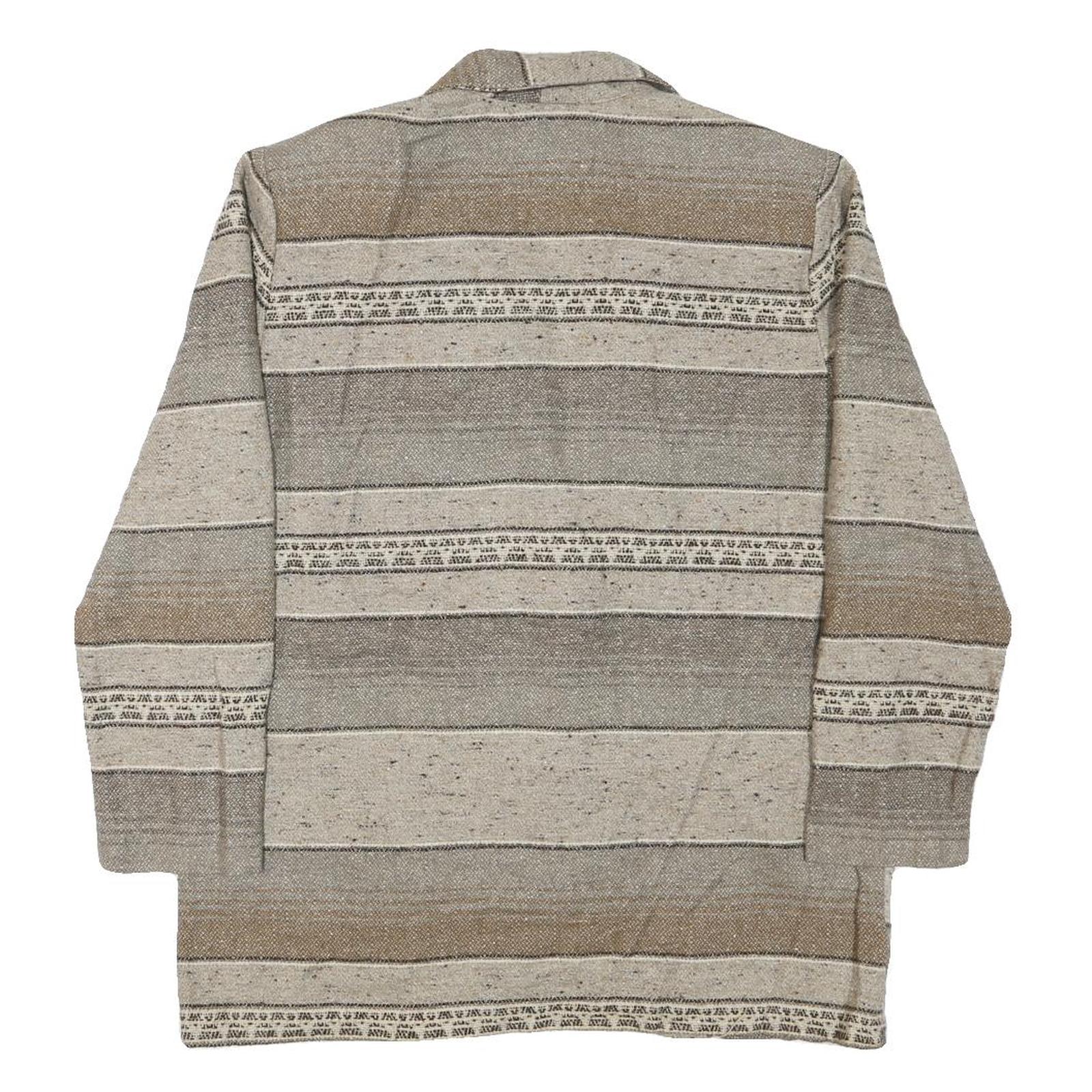 BEST Womens Beige & Brown Pattern Jacket M Cotton Blend Button Closure Casual