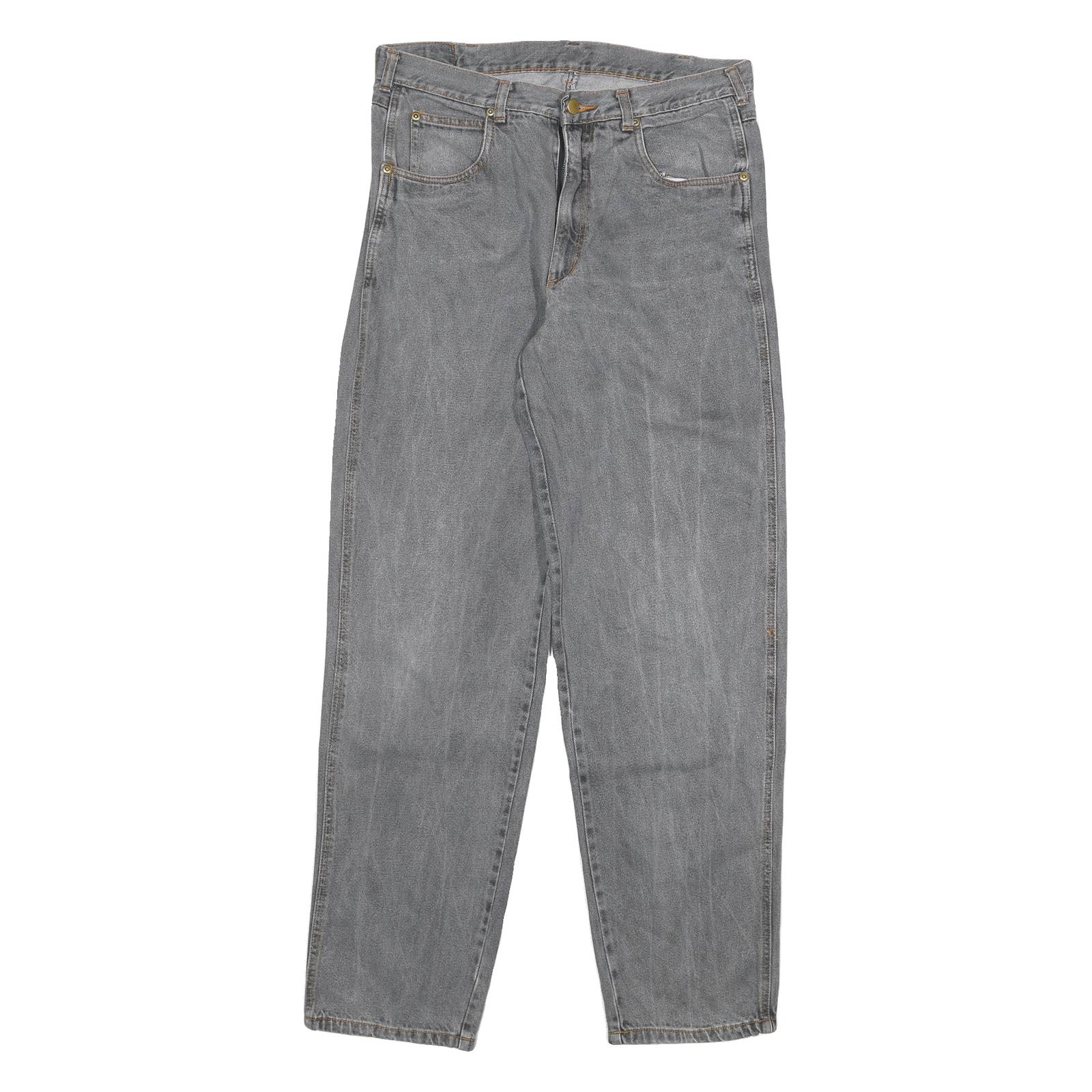 ACKERMAN Mens Jeans Grey Regular Straight Denim Medium W32 L32 Zip Closure