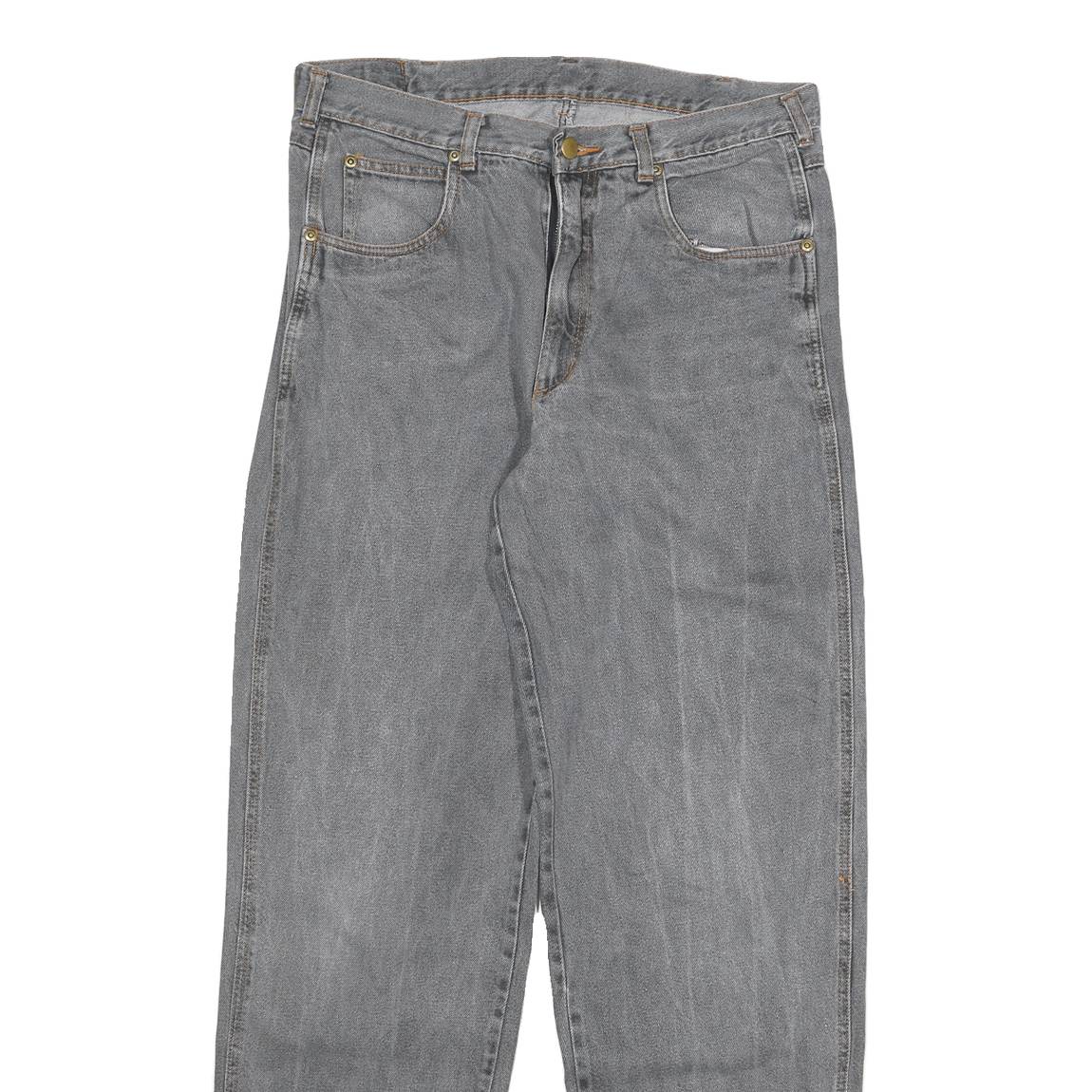 ACKERMAN Mens Jeans Grey Regular Straight Denim Medium W32 L32 Zip Closure