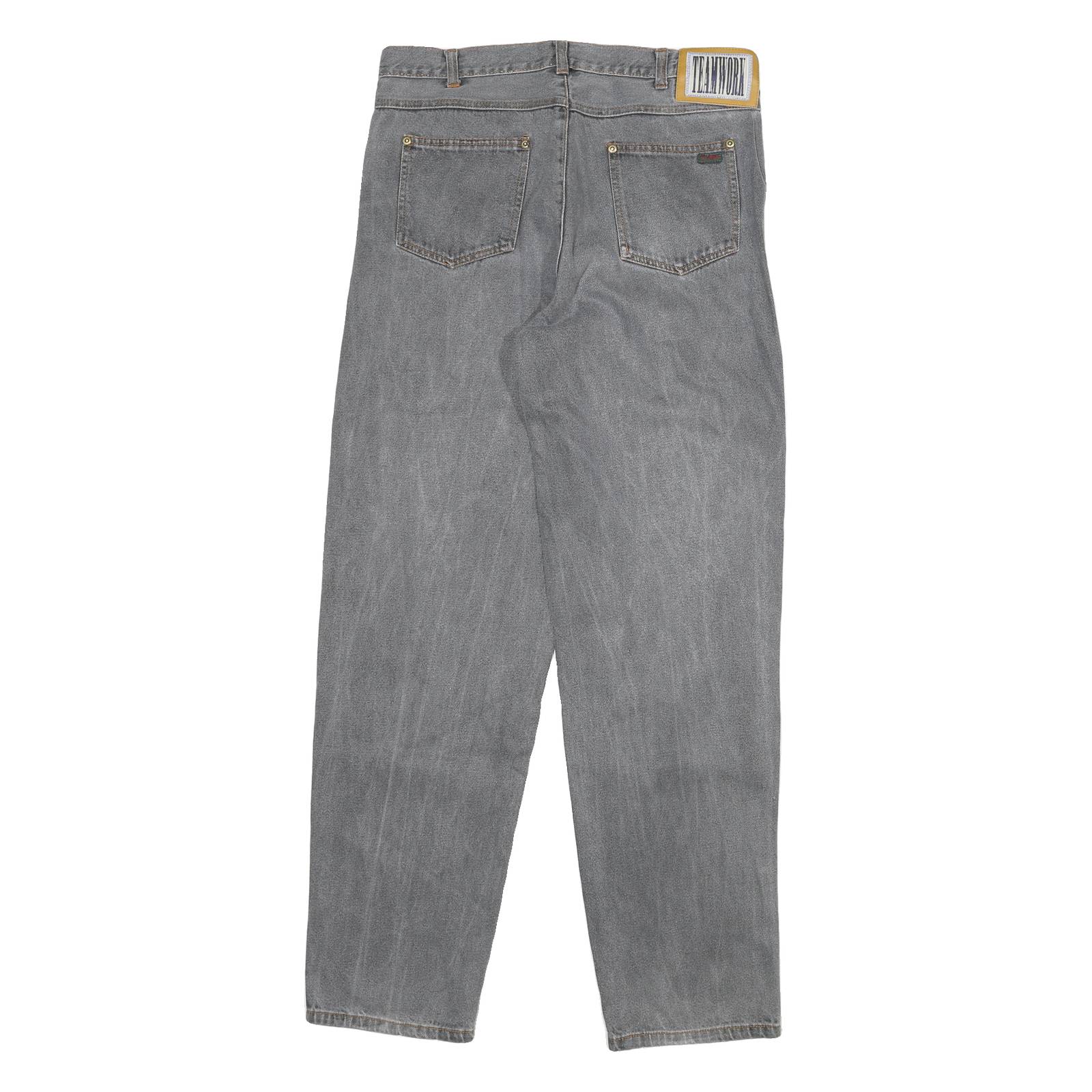 ACKERMAN Mens Jeans Grey Regular Straight Denim Medium W32 L32 Zip Closure