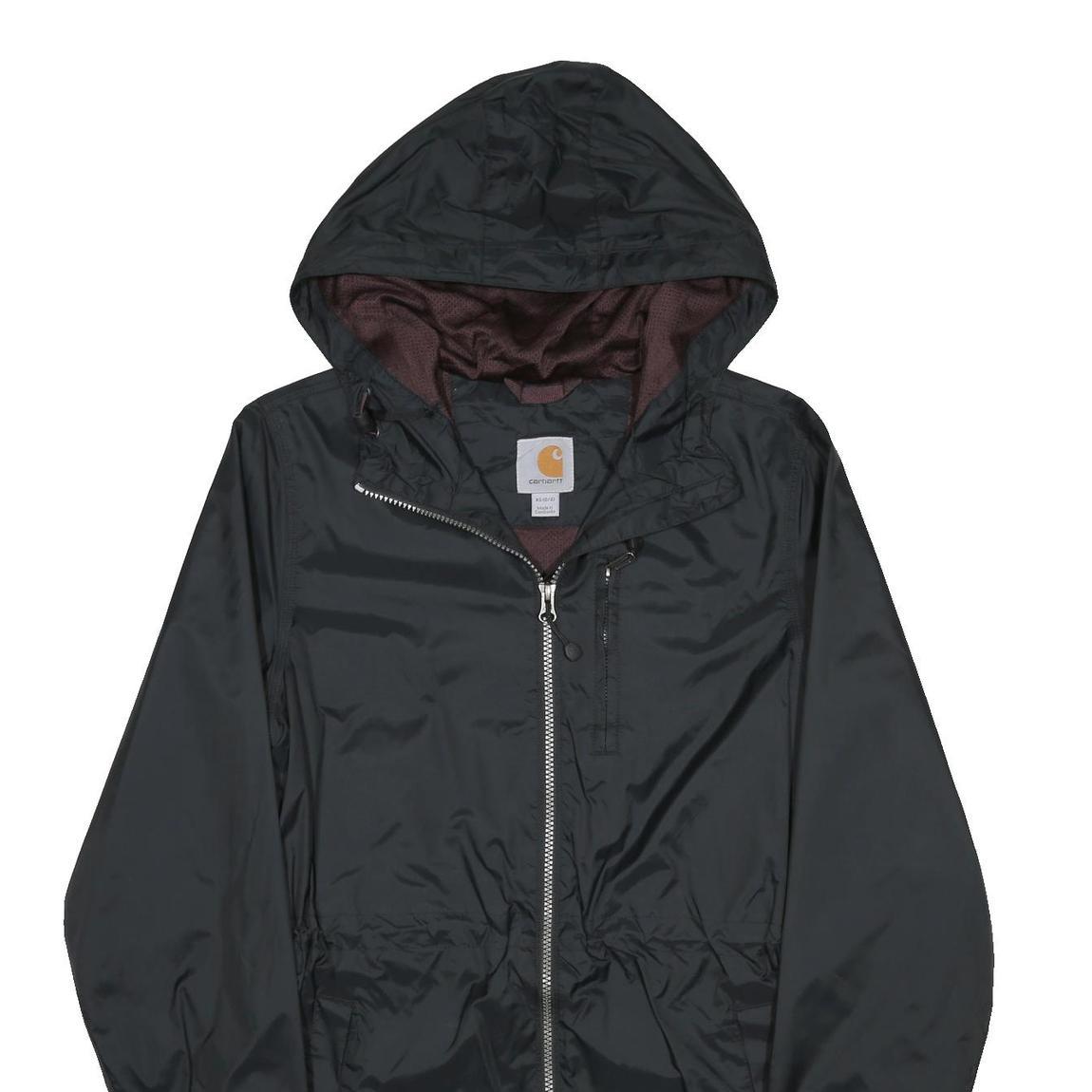 CARHARTT Womens Black Synthetic Zip Jacket XS Hooded Lightweight Outdoor