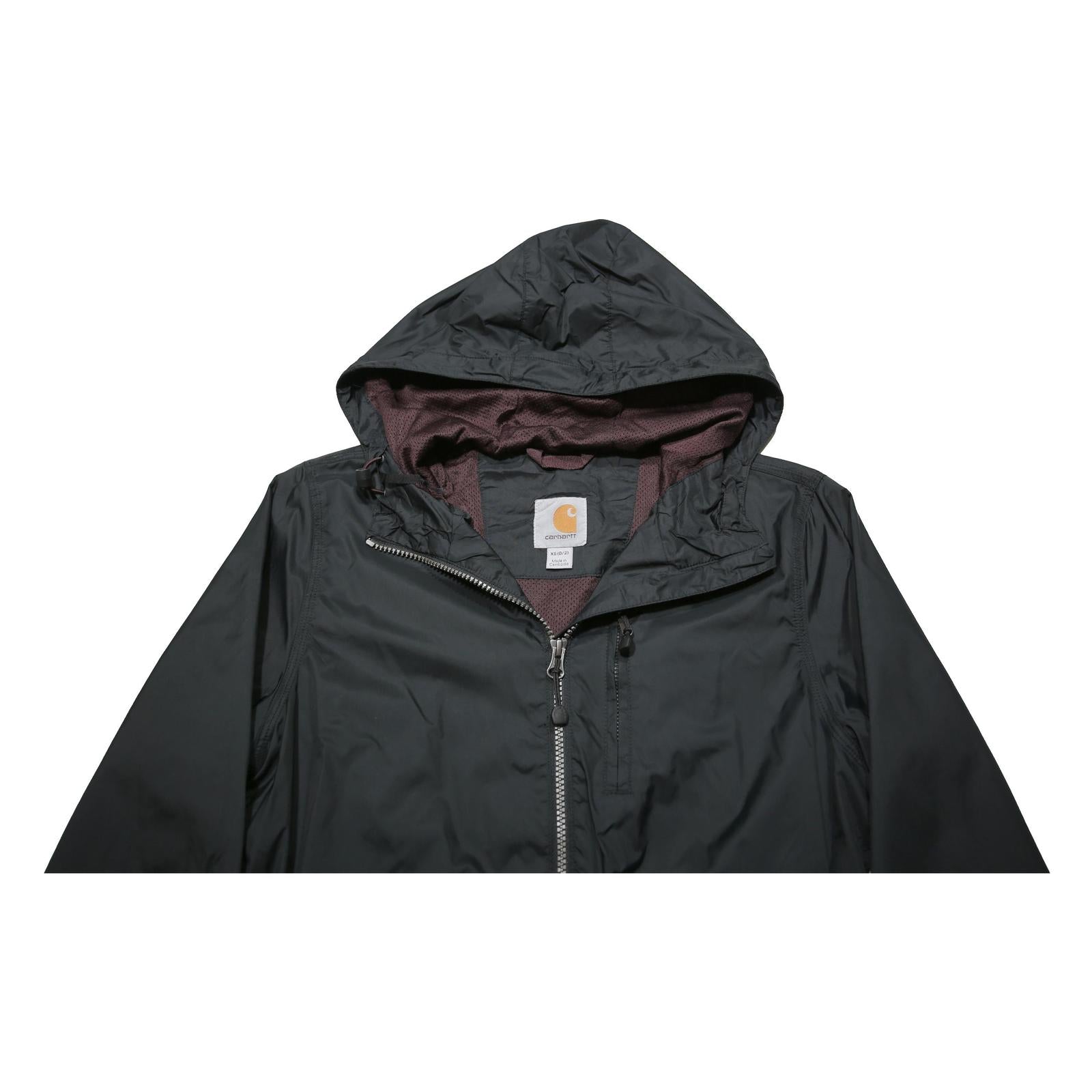 CARHARTT Womens Black Synthetic Zip Jacket XS Hooded Lightweight Outdoor