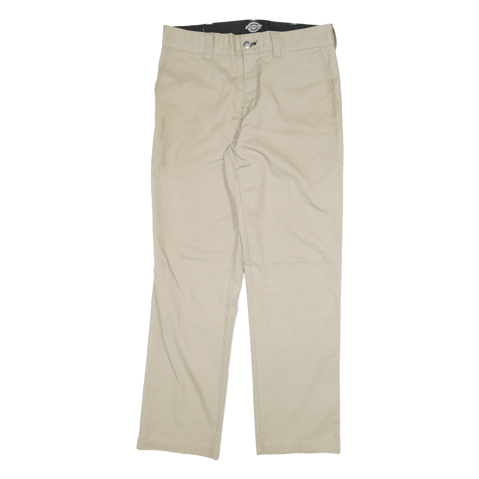DICKIES Mens Cotton Blend Beige Regular Fit Straight Leg Trousers W32 L32