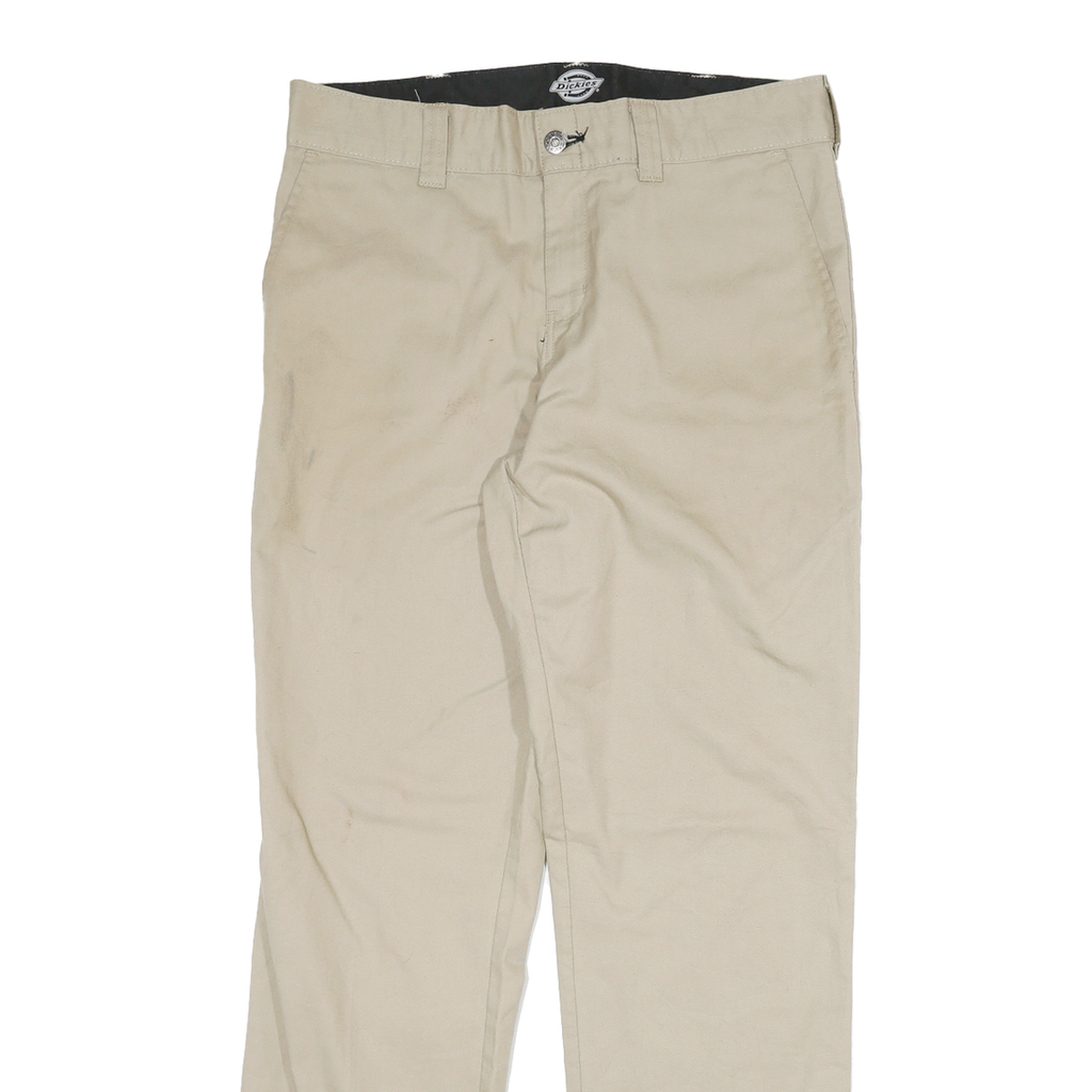 DICKIES Mens Cotton Blend Beige Regular Fit Straight Leg Trousers W32 L32