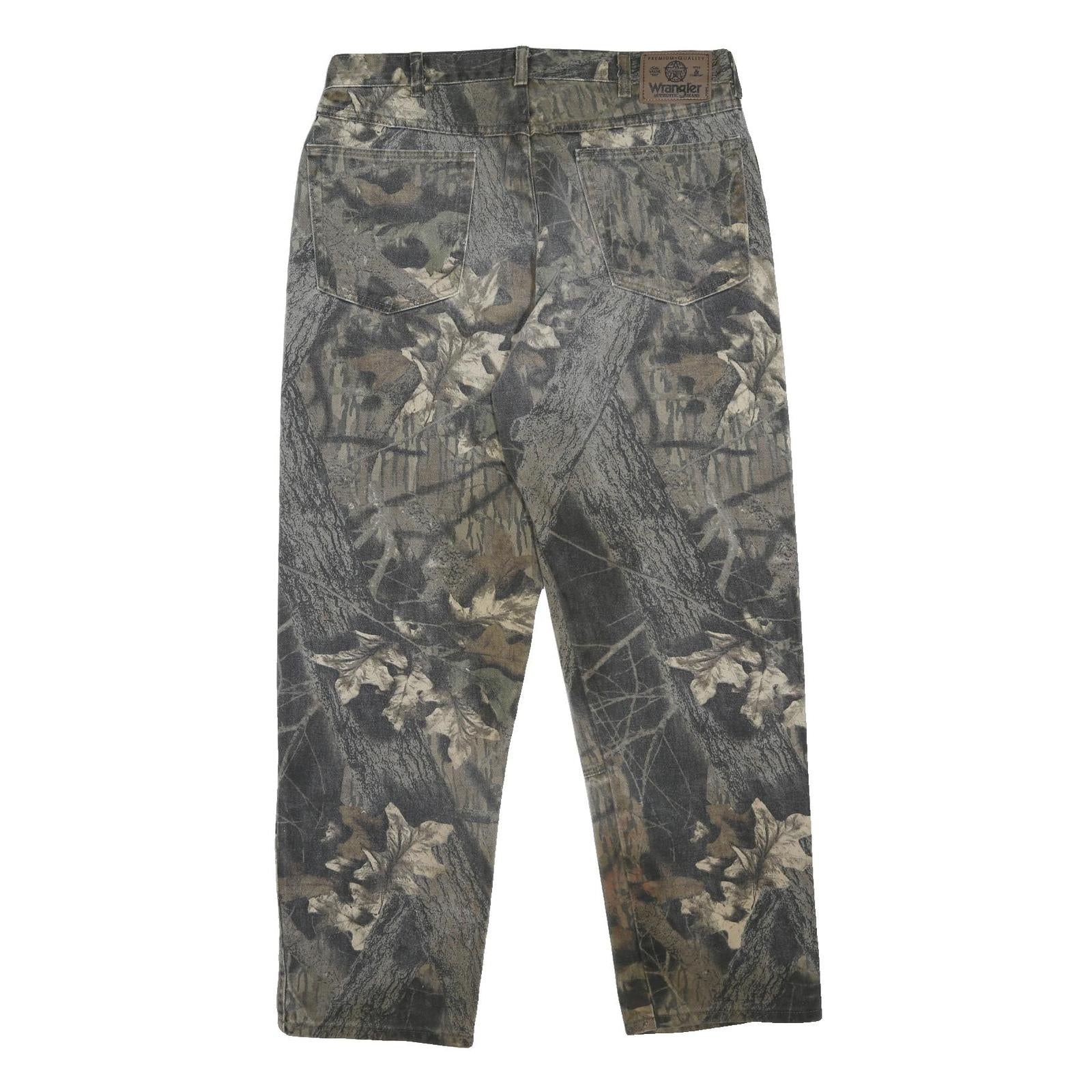 WRANGLER Real Tree Mens Regular Fit Cotton Jeans Camouflage W34 L30 Durable