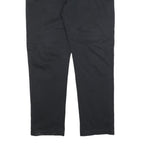 TOMMY HILFIGER Mens Cotton Blend Black Regular Fit Straight Trousers W36 L32 Zip