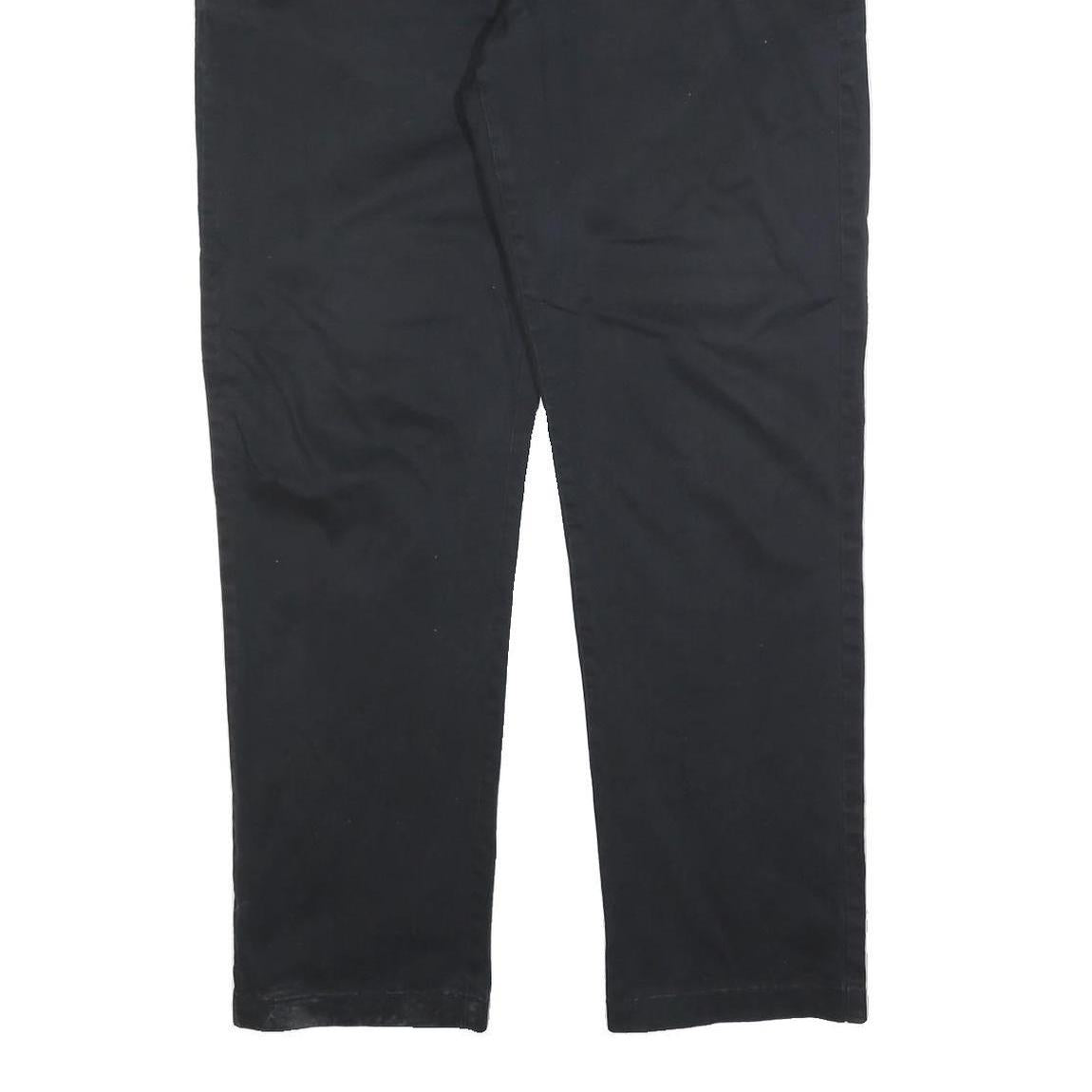 TOMMY HILFIGER Mens Cotton Blend Black Regular Fit Straight Trousers W36 L32 Zip