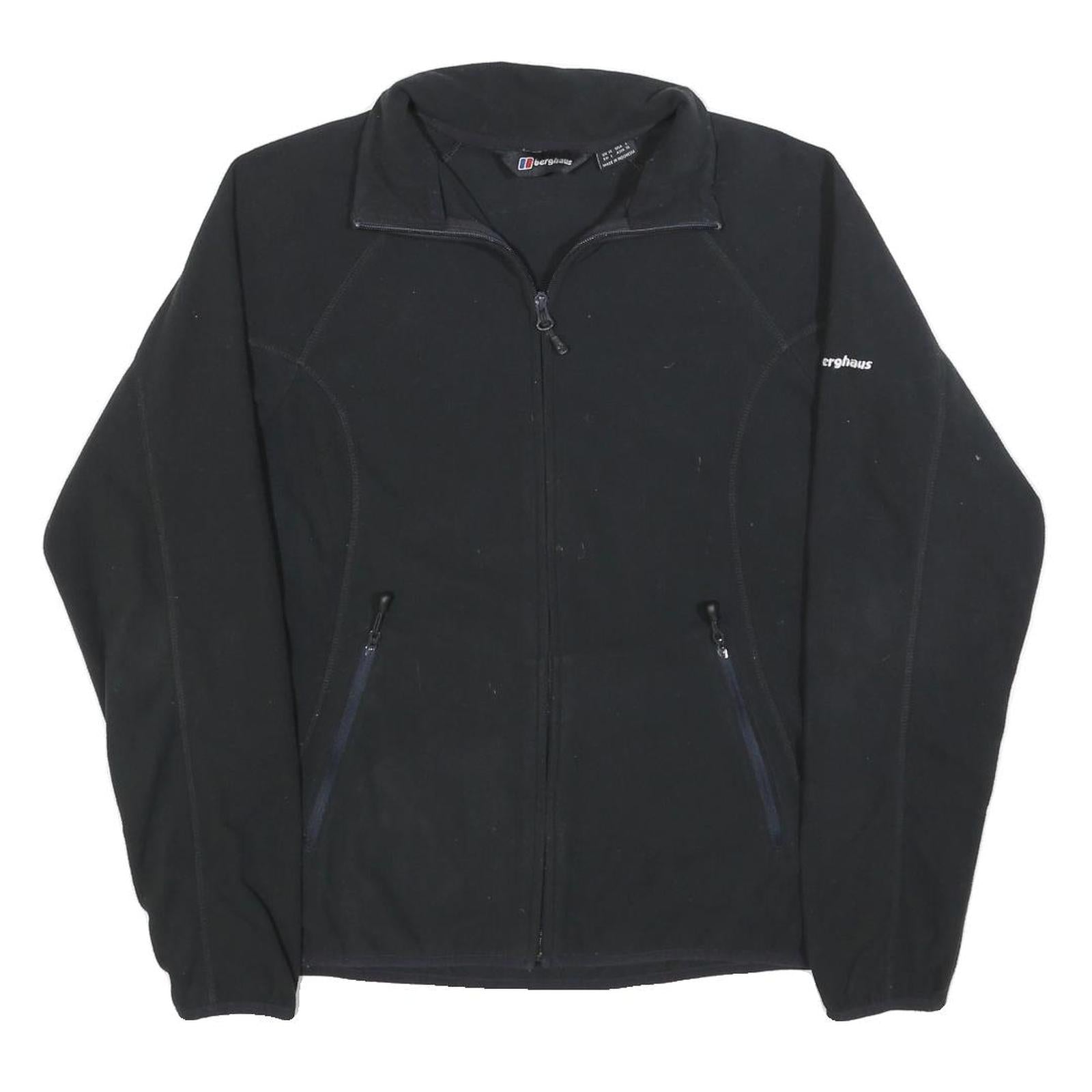 BERGHAUS Womens Black Fleece Jacket UK 12 Lightweight Outdoor Zip Up