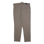 CARLA FERRONI Womens Slim Taupe Trousers W32 L27 Zip Pockets Tailored