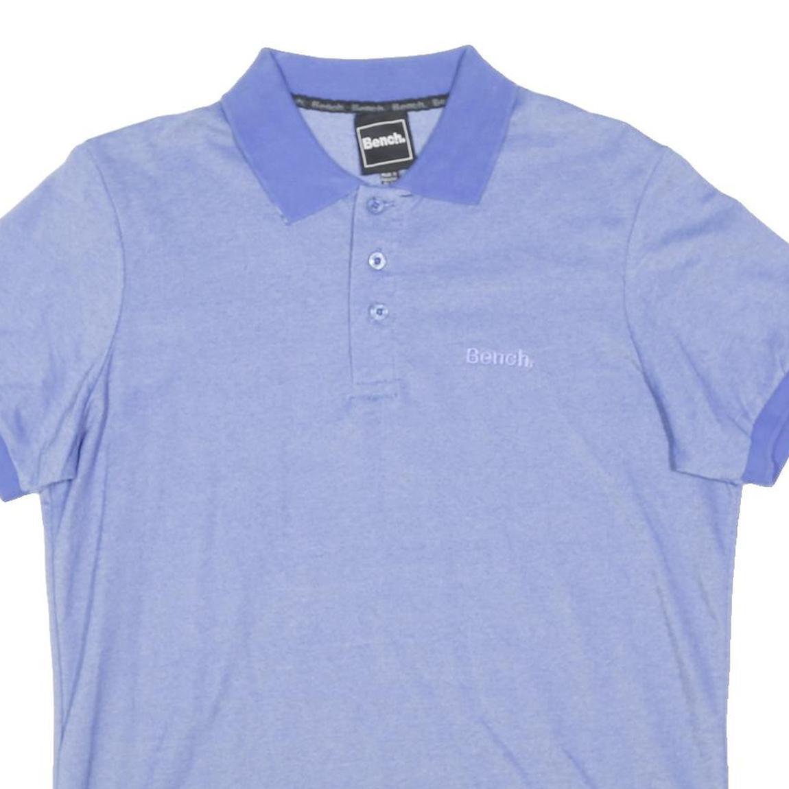 BENCH Mens Blue Short Sleeve Plain Polo Shirt S Casual Lightweight Summer