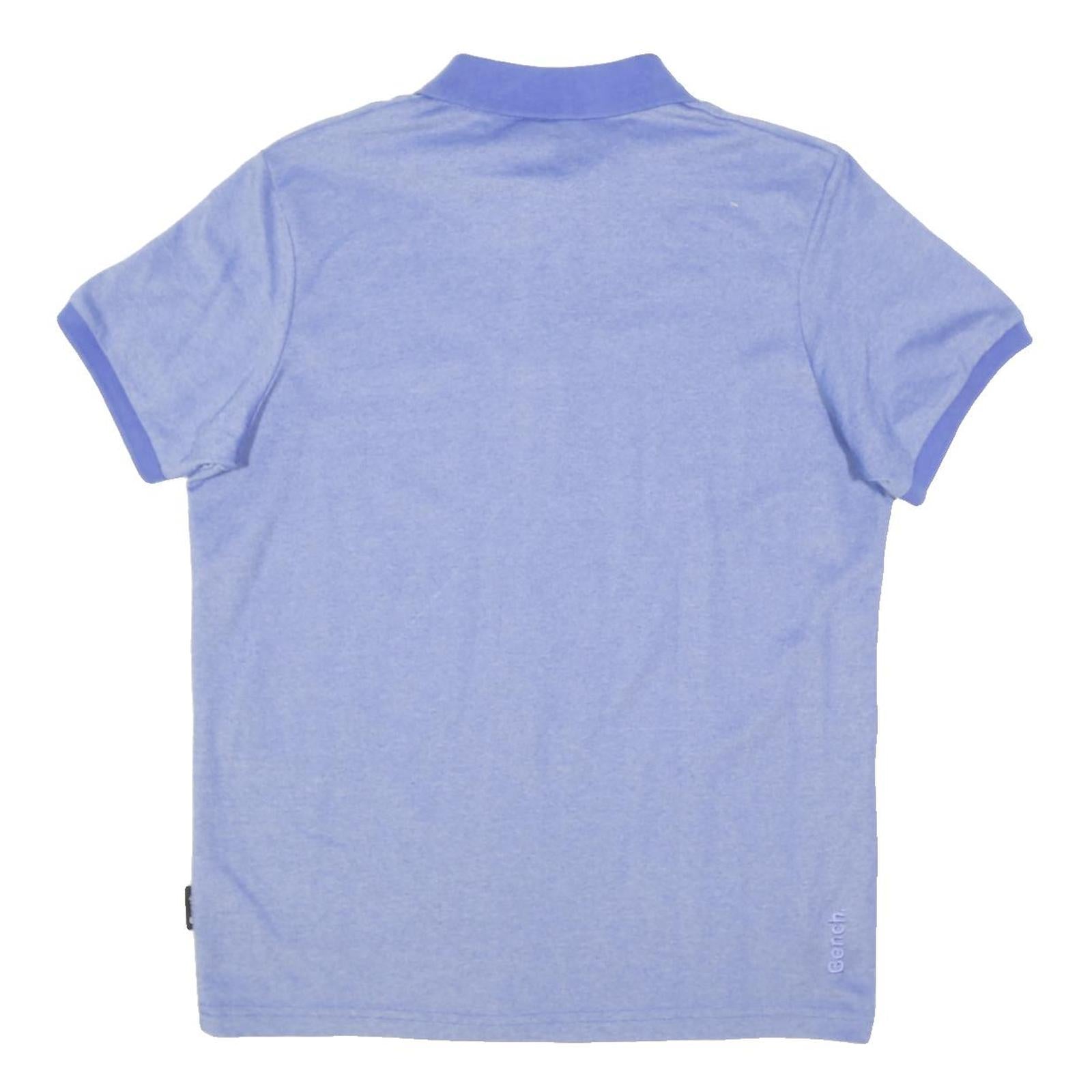 BENCH Mens Blue Short Sleeve Plain Polo Shirt S Casual Lightweight Summer