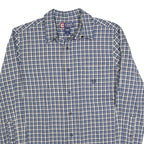 CHAPS Mens Blue & Cream Check Shirt M Classic Cotton Blend Casual Long Sleeve
