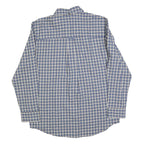CHAPS Mens Blue & Cream Check Shirt M Classic Cotton Blend Casual Long Sleeve