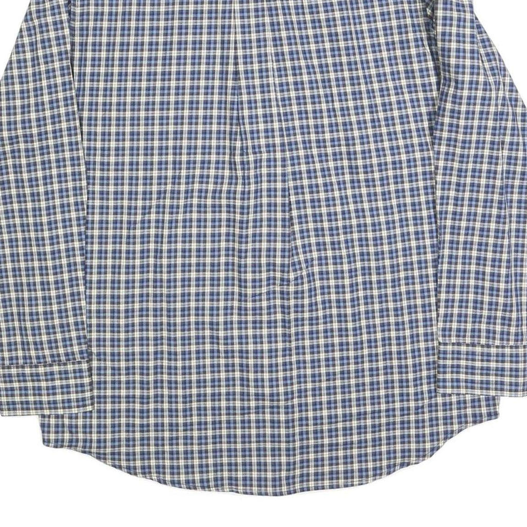CHAPS Mens Blue & Cream Check Shirt M Classic Cotton Blend Casual Long Sleeve