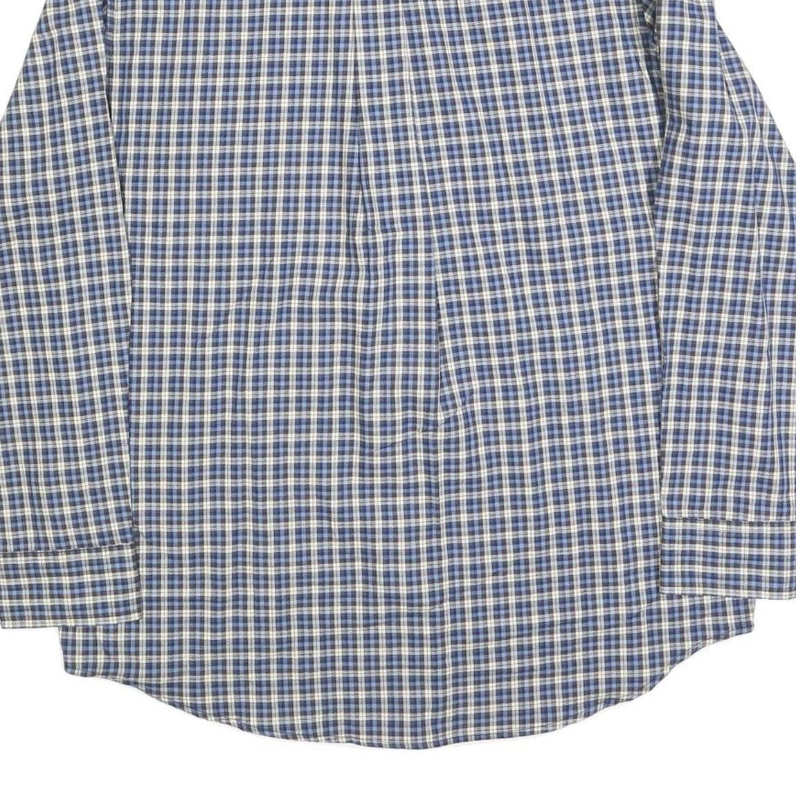 CHAPS Mens Blue & Cream Check Shirt M Classic Cotton Blend Casual Long Sleeve