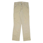 CARHARTT Mens Cotton Blend Beige Relaxed Straight Trousers W32 L34 Workwear