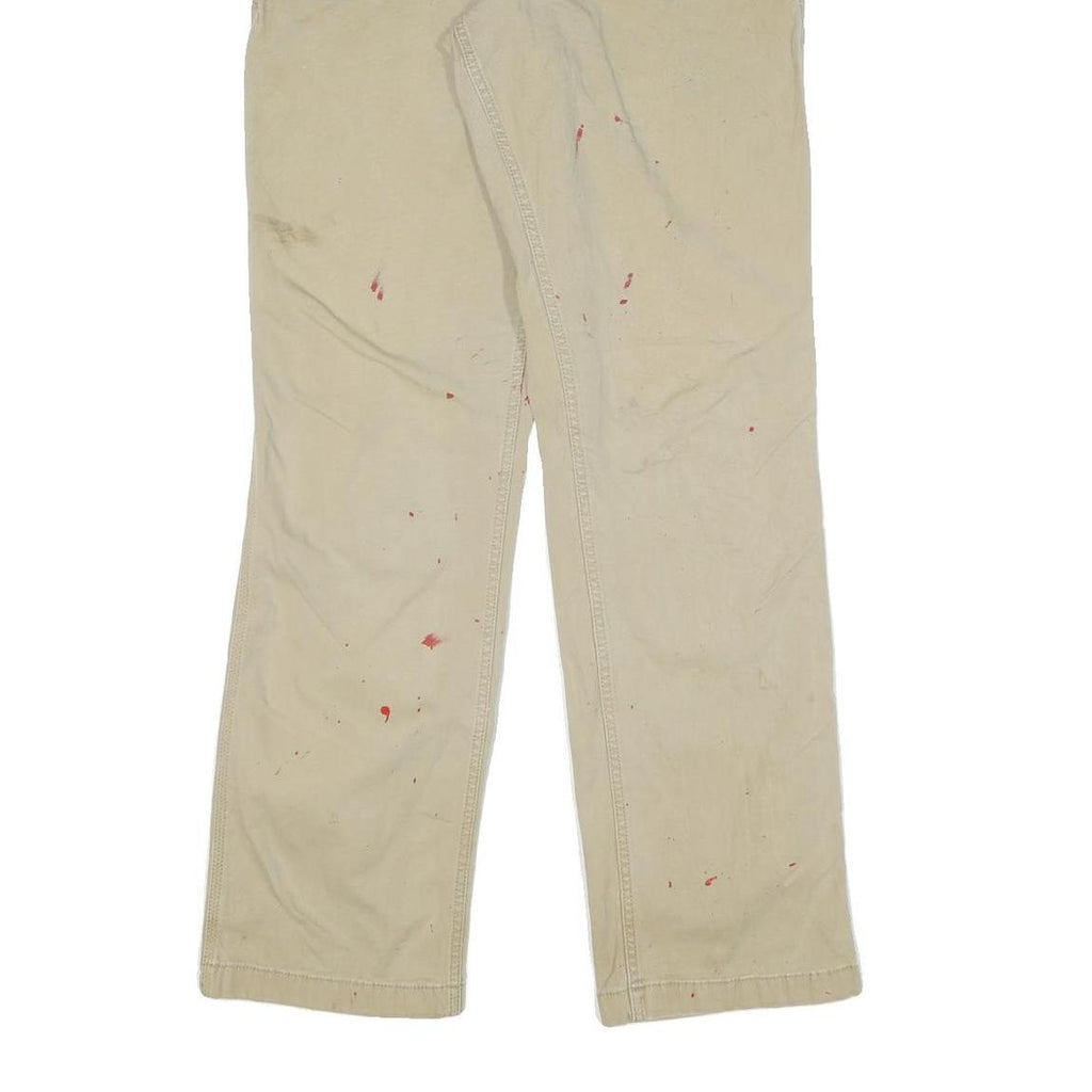 CARHARTT Mens Cotton Blend Beige Relaxed Straight Trousers W32 L34 Workwear