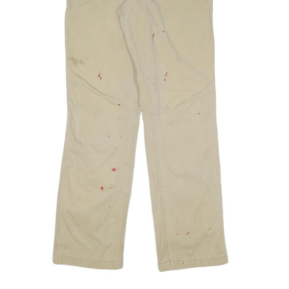 CARHARTT Mens Cotton Blend Beige Relaxed Straight Trousers W32 L34 Workwear