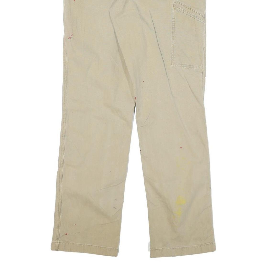 CARHARTT Mens Cotton Blend Beige Relaxed Straight Trousers W32 L34 Workwear