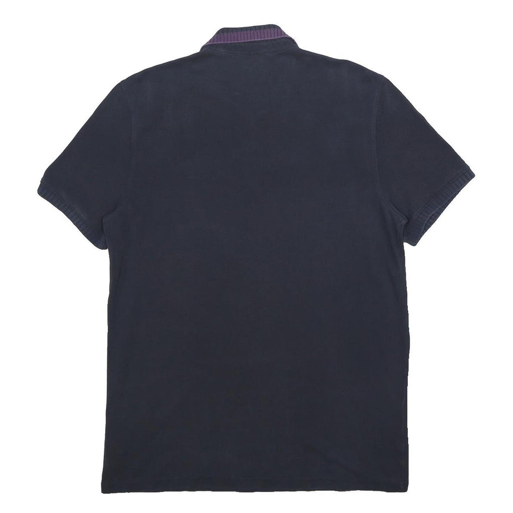 BOSS HUGO BOSS Mens Navy Blue & Purple Short Sleeve Plain XL Polo Shirt Cotton