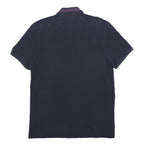 BOSS HUGO BOSS Mens Navy Blue & Purple Short Sleeve Plain XL Polo Shirt Cotton