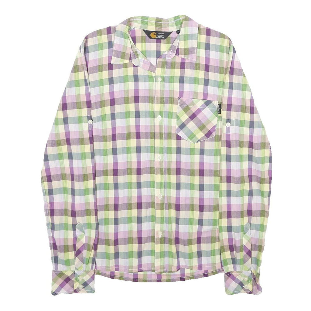 CARHARTT Womens Green & Purple Check Shirt S Long Sleeve Casual Cotton