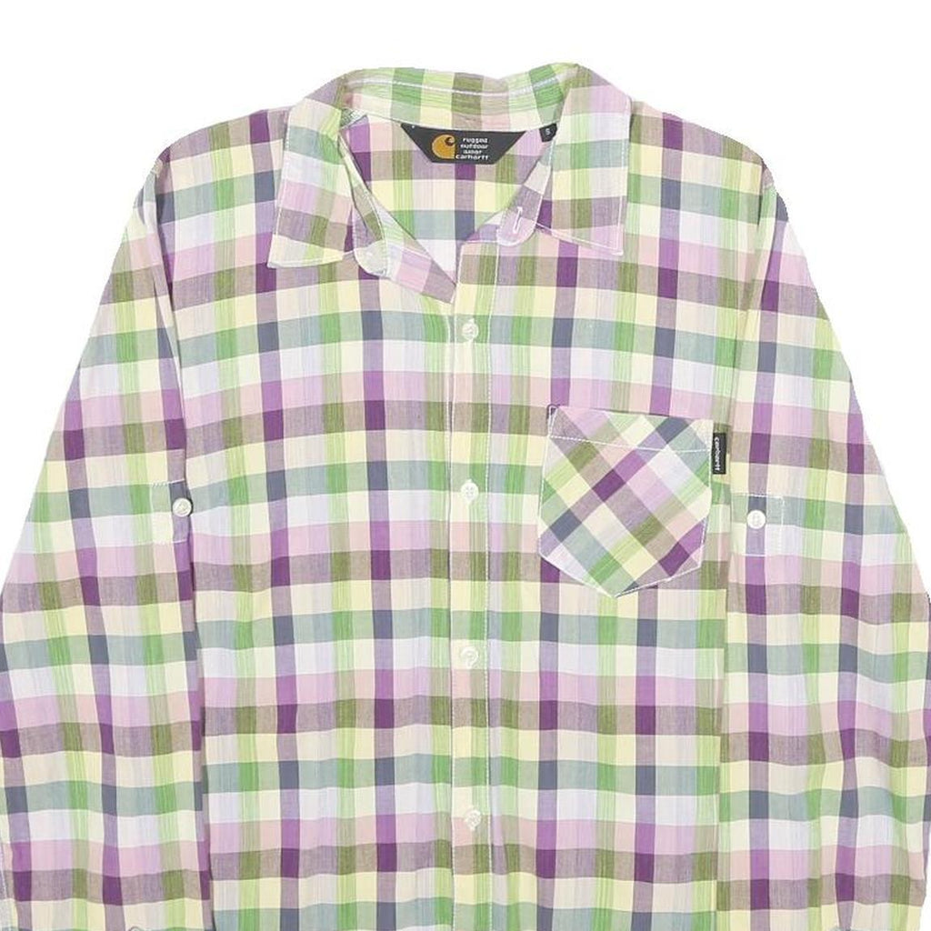CARHARTT Womens Green & Purple Check Shirt S Long Sleeve Casual Cotton