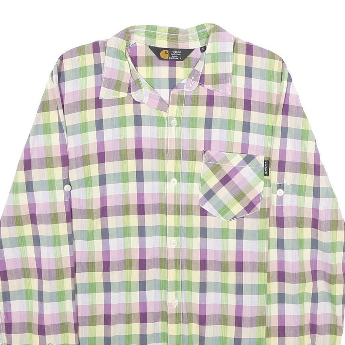 CARHARTT Womens Green & Purple Check Shirt S Long Sleeve Casual Cotton