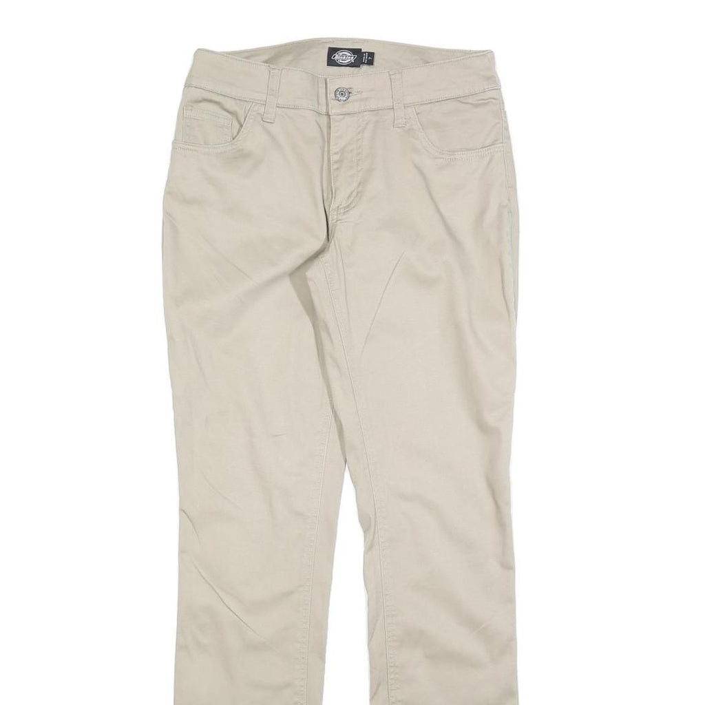 DICKIES Womens Slim Beige Cotton Blend Slim Straight Trousers W26 L32 Stylish