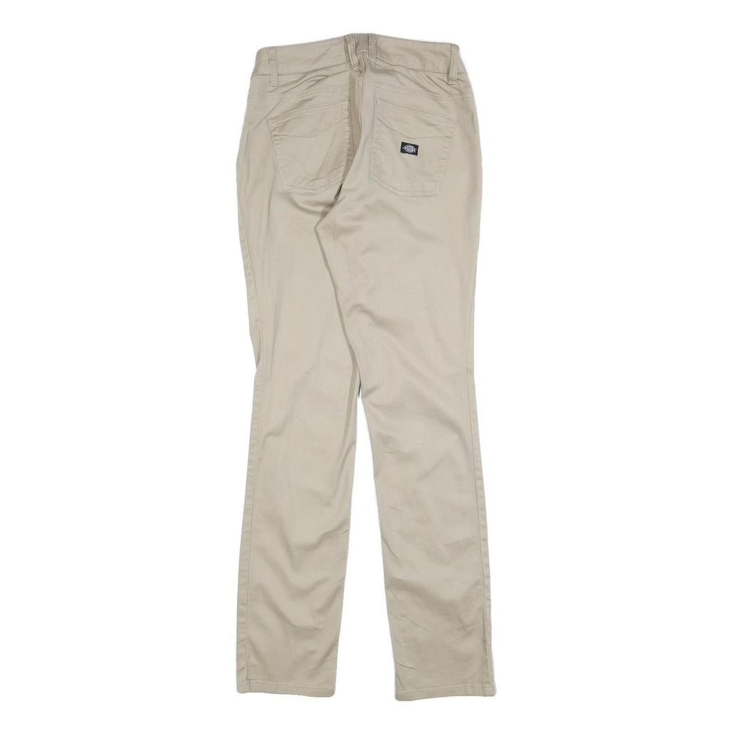 DICKIES Womens Slim Beige Cotton Blend Slim Straight Trousers W26 L32 Stylish