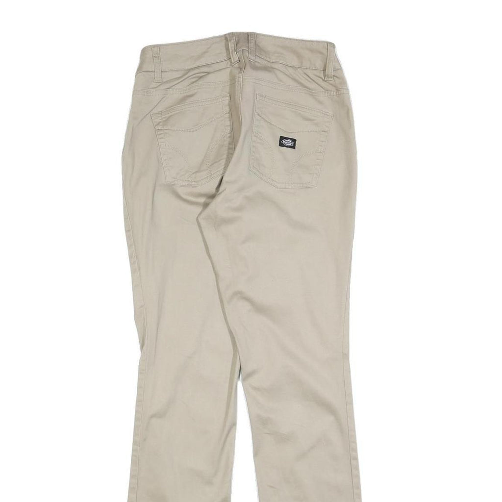 DICKIES Womens Slim Beige Cotton Blend Slim Straight Trousers W26 L32 Stylish