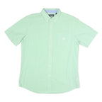 CHAPS Mens Green Check Shirt L Button-Down Collar Short Sleeve Cotton Blend