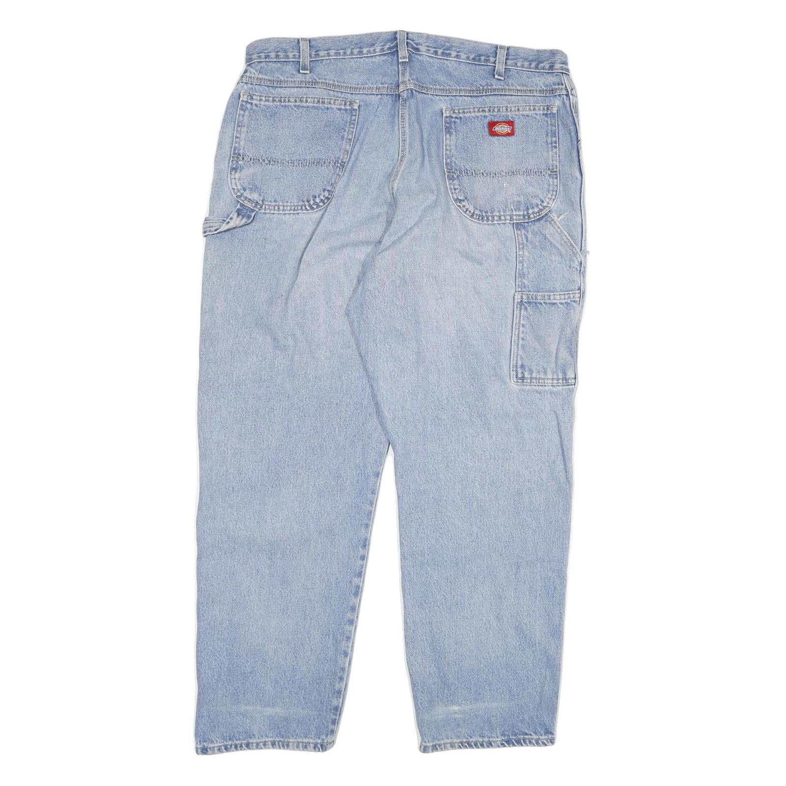 DICKIES Mens Blue Relaxed Straight Denim Light Jeans W40 L30 Workwear