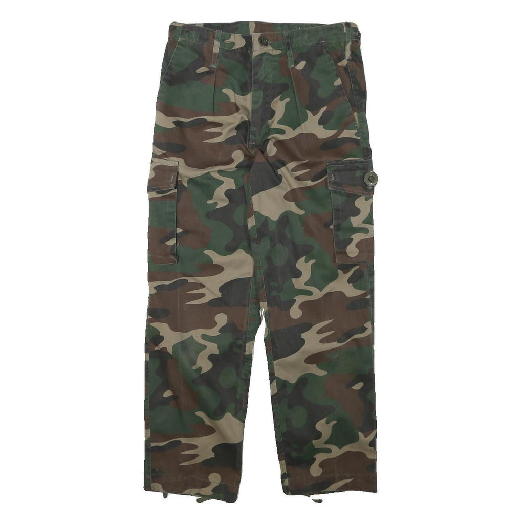 Mens Cotton Blend Camouflage Cargo Trousers Regular W26 L25 Utility Zip Pocket
