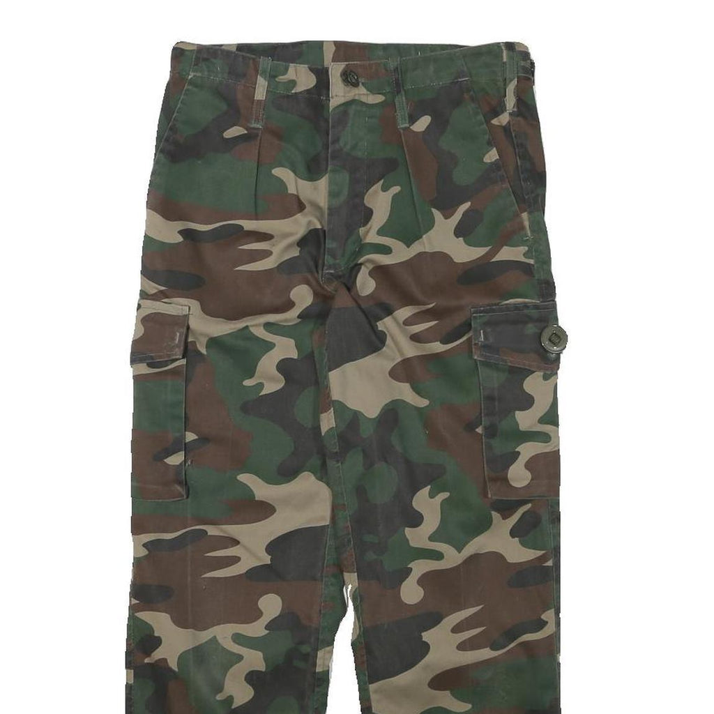 Mens Cotton Blend Camouflage Cargo Trousers Regular W26 L25 Utility Zip Pocket