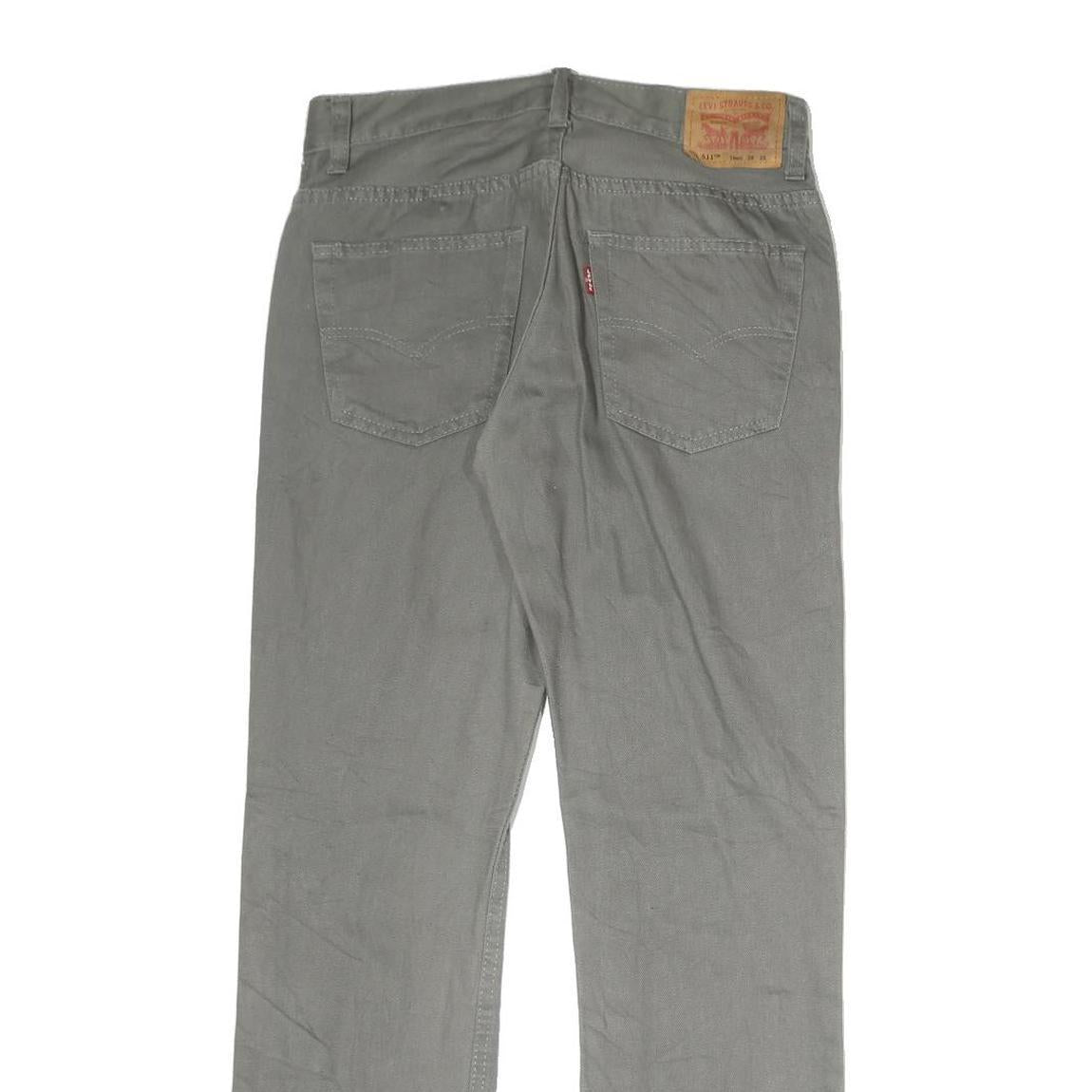 LEVI'S 511 Mens Jeans Grey Regular Slim Denim Medium W28 L28 Classic Zip