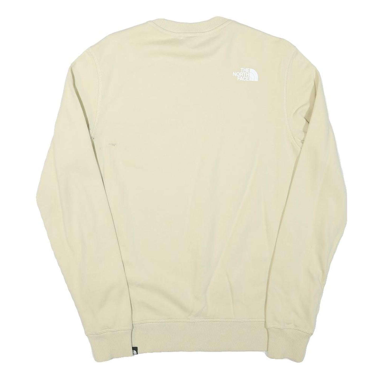 THE NORTH FACE Mens Cream Sweatshirt Crew Neck S Cotton Blend Lightweight