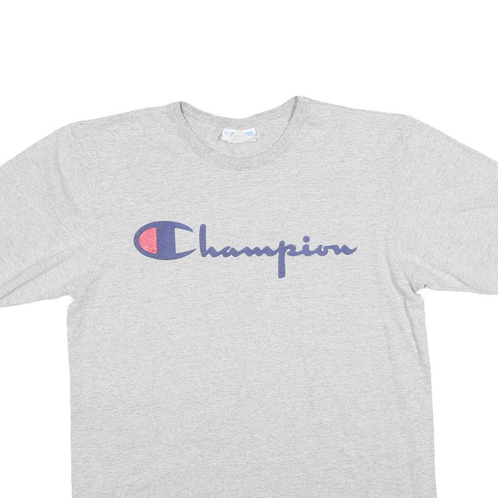 CHAMPION Mens Grey Graphic T-Shirt M Short Sleeve Crew Neck Cotton Blend Casual