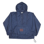 HIBBETT Mens Navy Blue Windbreaker XL Nylon Plain Hooded Zip Jacket Auburn Logo