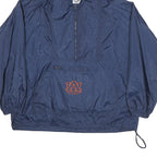 HIBBETT Mens Navy Blue Windbreaker XL Nylon Plain Hooded Zip Jacket Auburn Logo