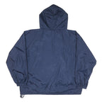 HIBBETT Mens Navy Blue Windbreaker XL Nylon Plain Hooded Zip Jacket Auburn Logo