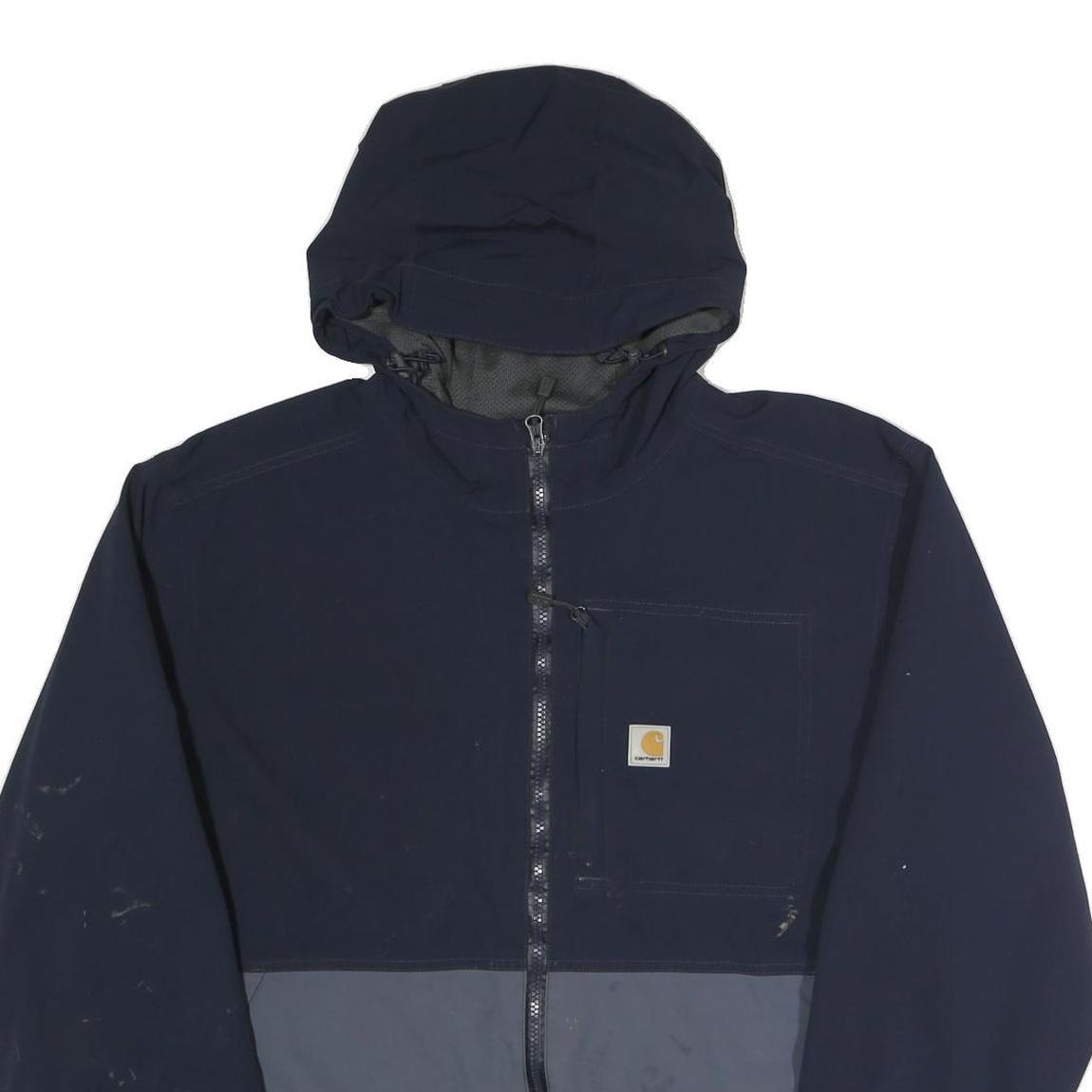 CARHARTT Mens Navy & Grey Zip Jacket L Polyamide Blend Outdoor Casual Stylish