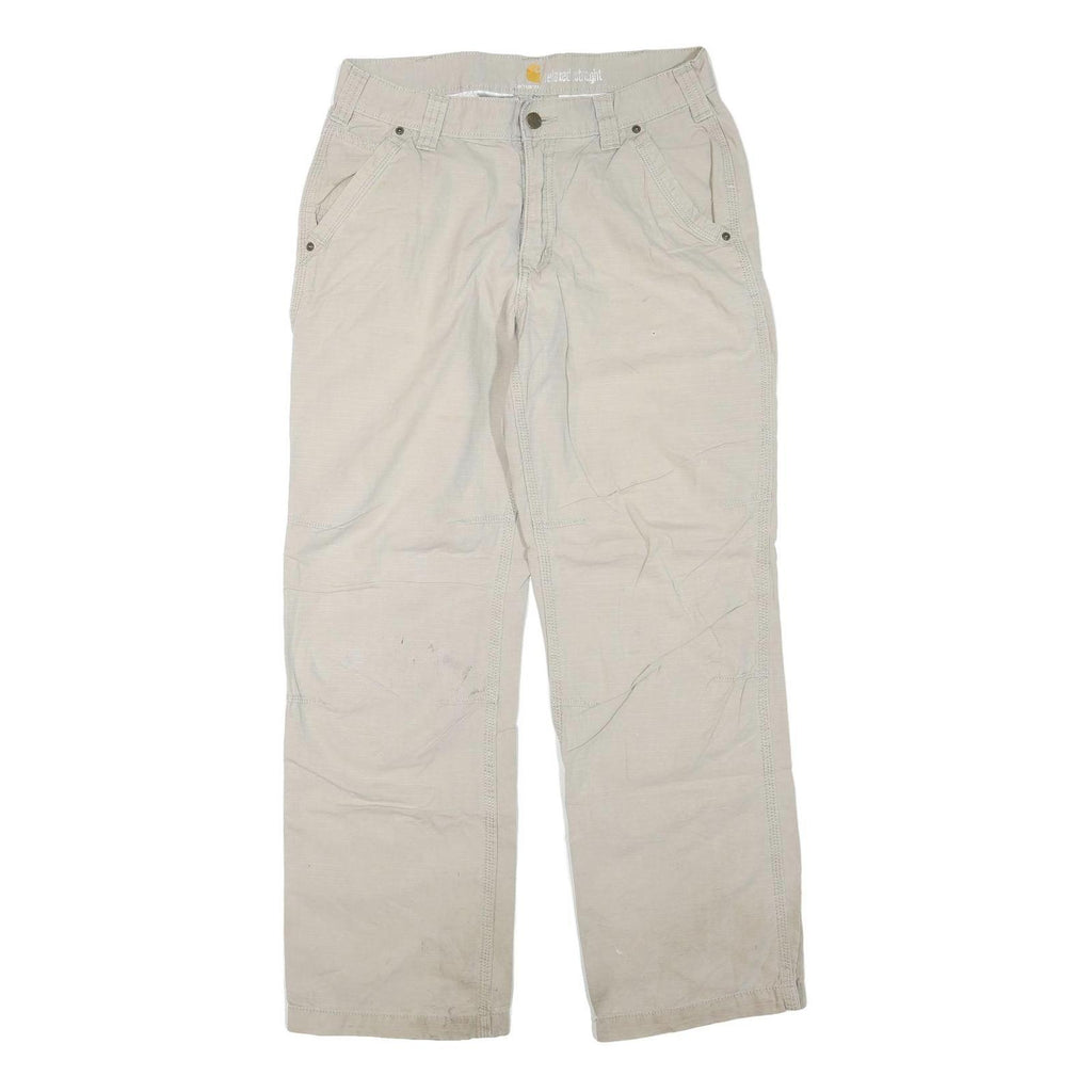 CARHARTT Mens Cotton Blend Beige Regular Straight Trousers W32 L30 Durable