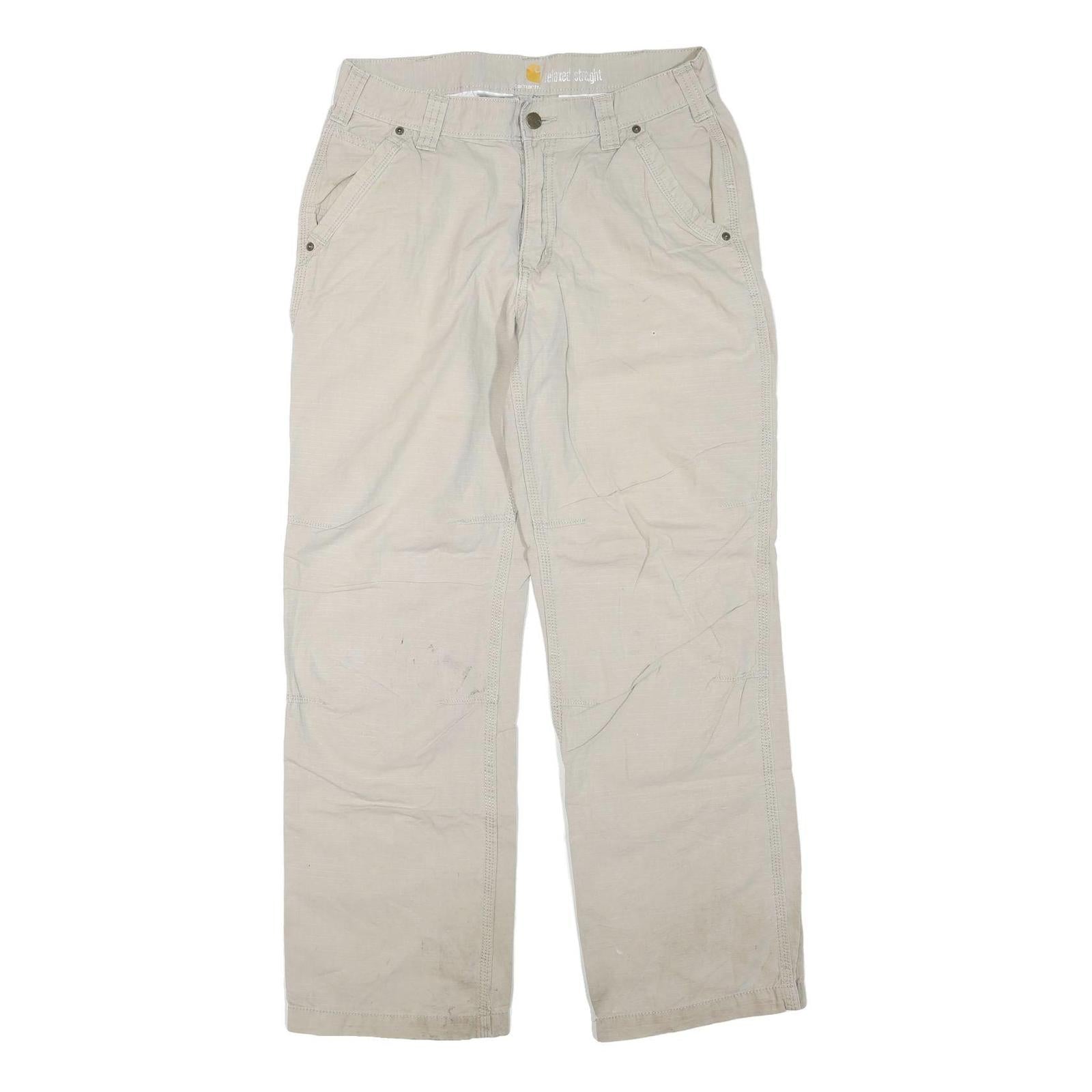 CARHARTT Mens Cotton Blend Beige Regular Straight Trousers W32 L30 Durable