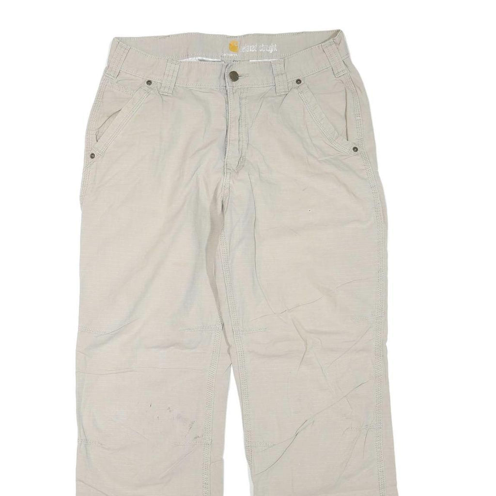 CARHARTT Mens Cotton Blend Beige Regular Straight Trousers W32 L30 Durable