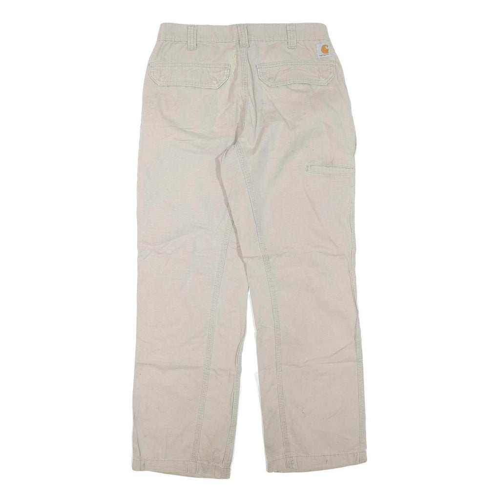 CARHARTT Mens Cotton Blend Beige Regular Straight Trousers W32 L30 Durable