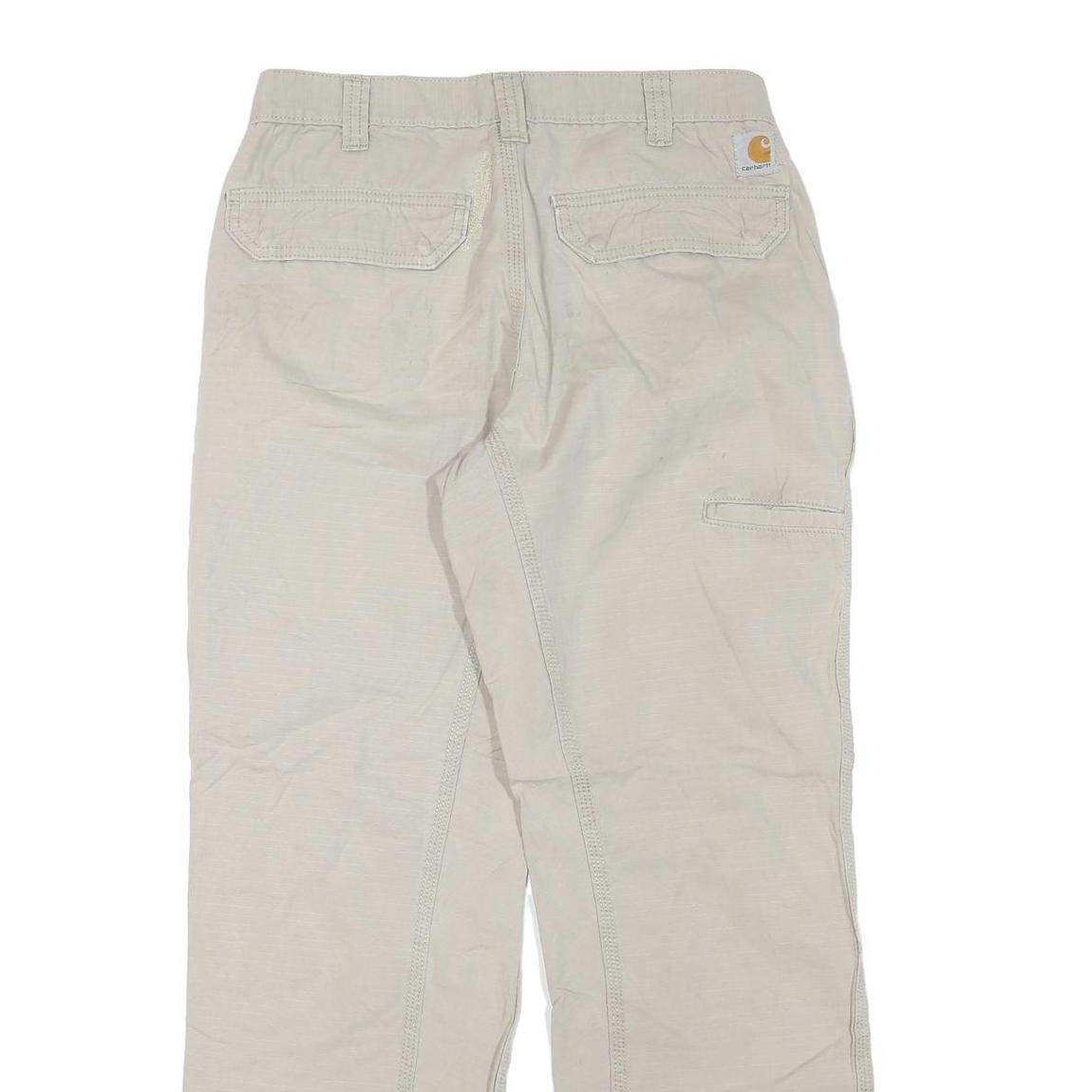 CARHARTT Mens Cotton Blend Beige Regular Straight Trousers W32 L30 Durable