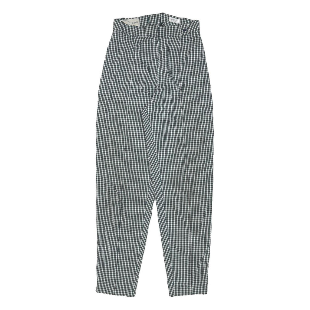 SPENGLER Womens Polyester Blend Relaxed Tapered Trousers W25 L29 Checked Print
